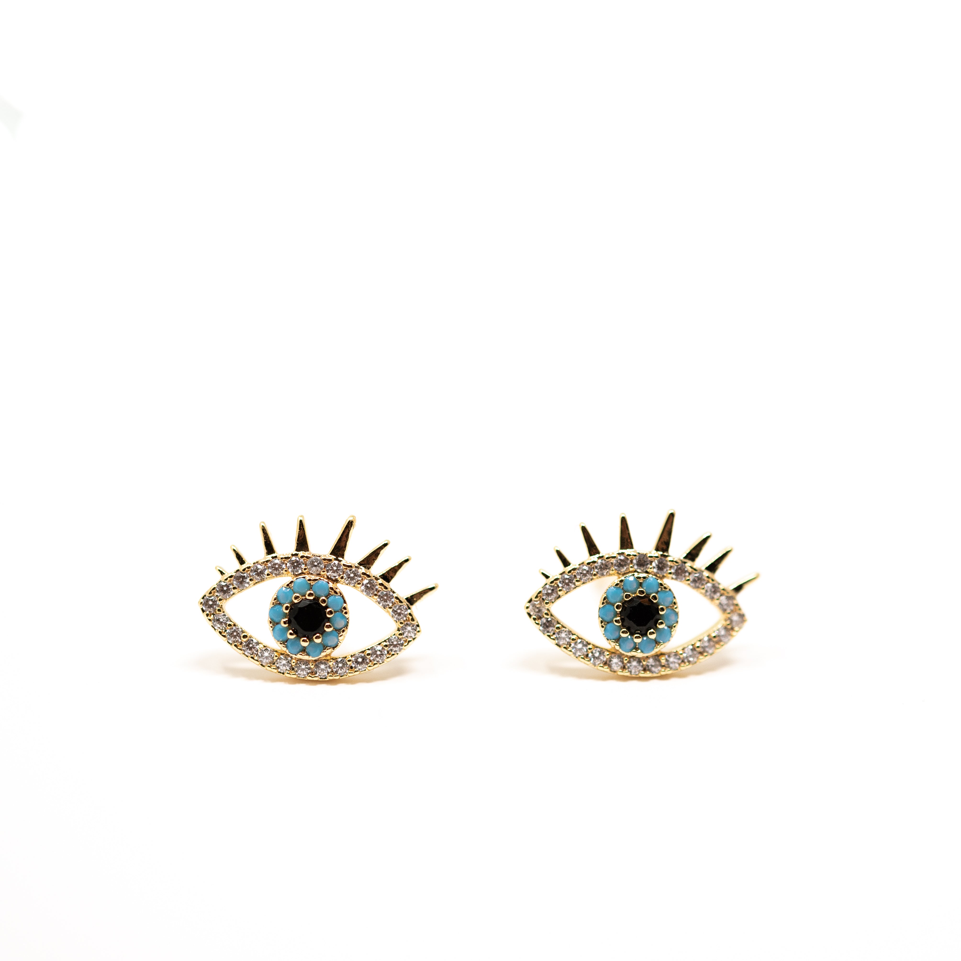 Navy Blue Evil Eye Earrings, Gold Silver Stud Earrings, Dainty Evil Ey –  Evileyefavor